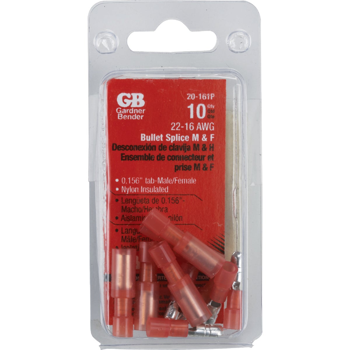 22-16 M/F BULLET SPLICE - 20-161P by G B Electrical Inc