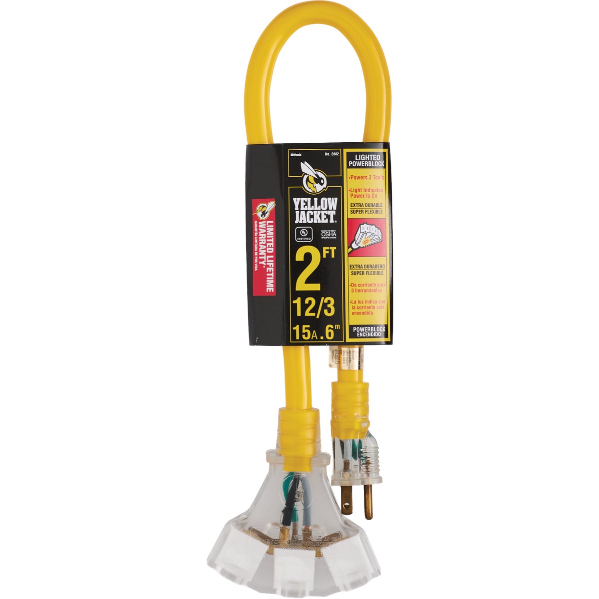 2' 12/3 3-OUTLET CORD - 2882 by Woods Wire Coleman