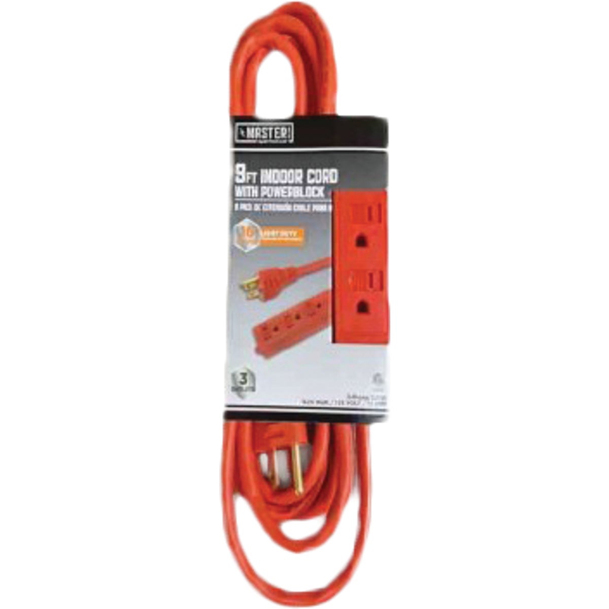 9' 16/3 3-OUTLET CORD - 552864 by Coleman Cable Import