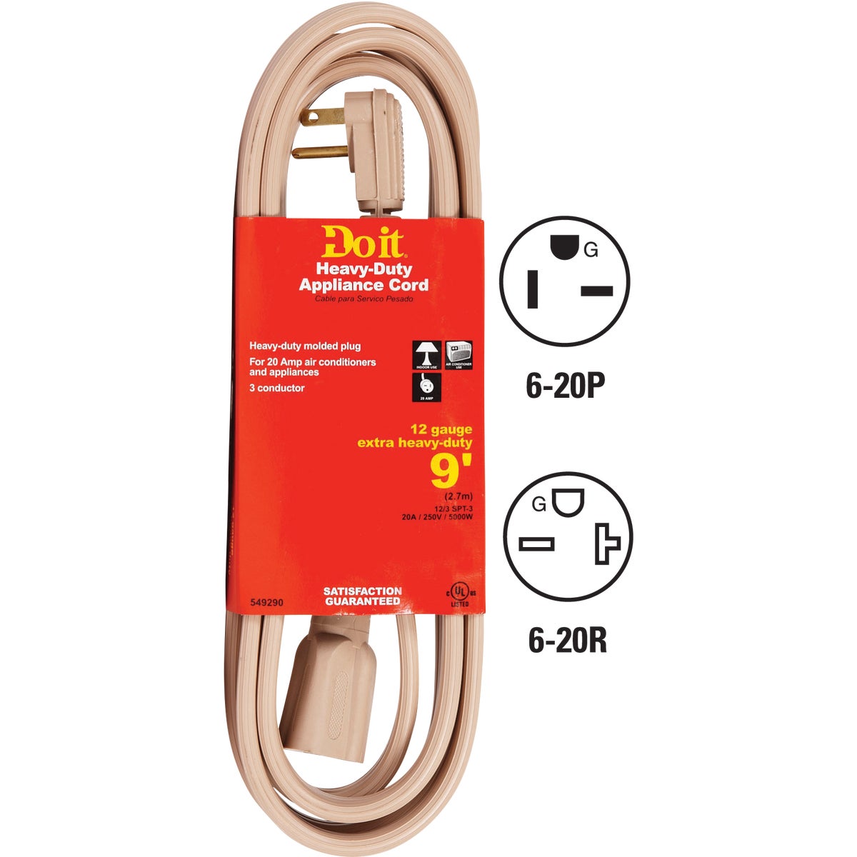 9' 12/3 GRAY A/C CORD - 550568 by Woods Wire Coleman