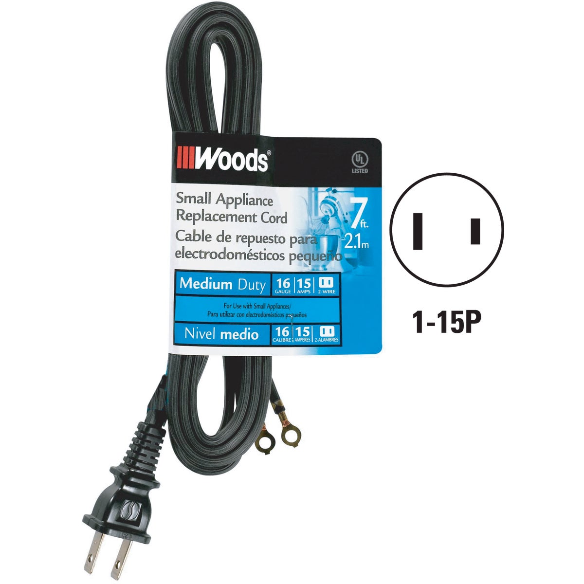 7'16/2 BLACK APPLNC CORD - 0288 by Woods Wire Coleman