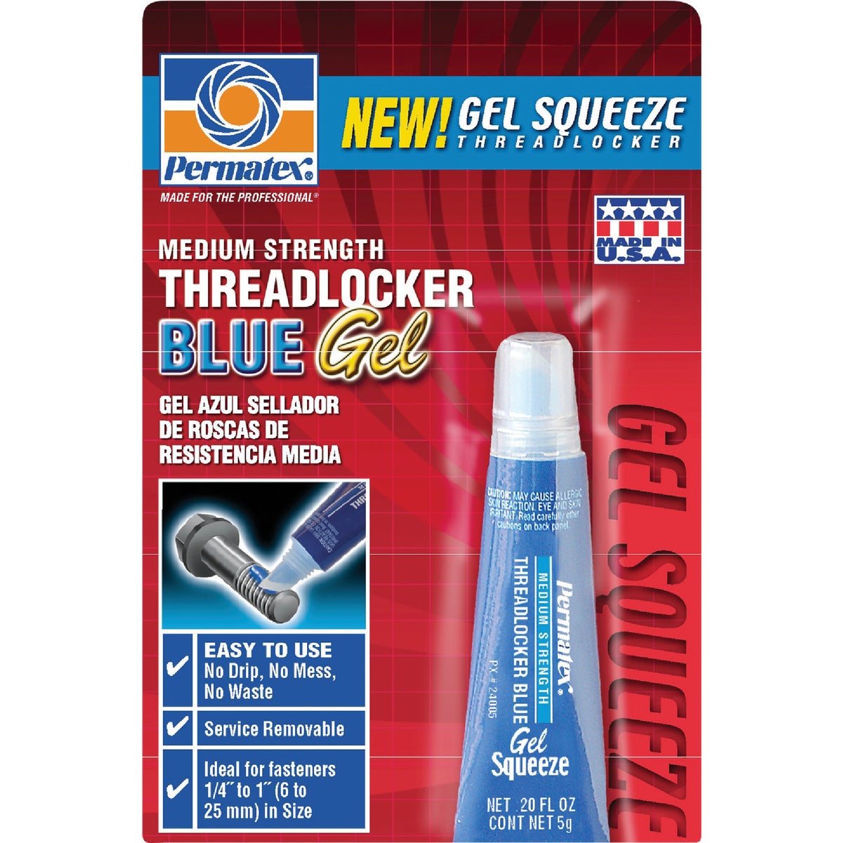 GEL BLU MED THREADLOCKER - 24005 by Permatex Inc