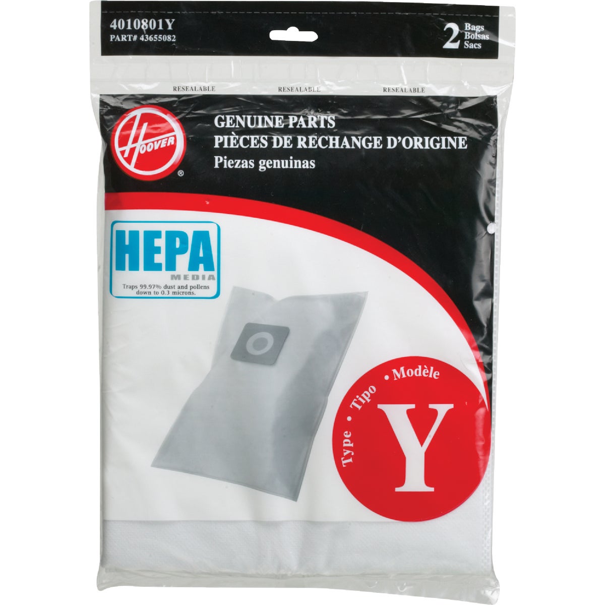 TYPE Y VAC BAG W/HEPA - AH10040 by Hoover Co