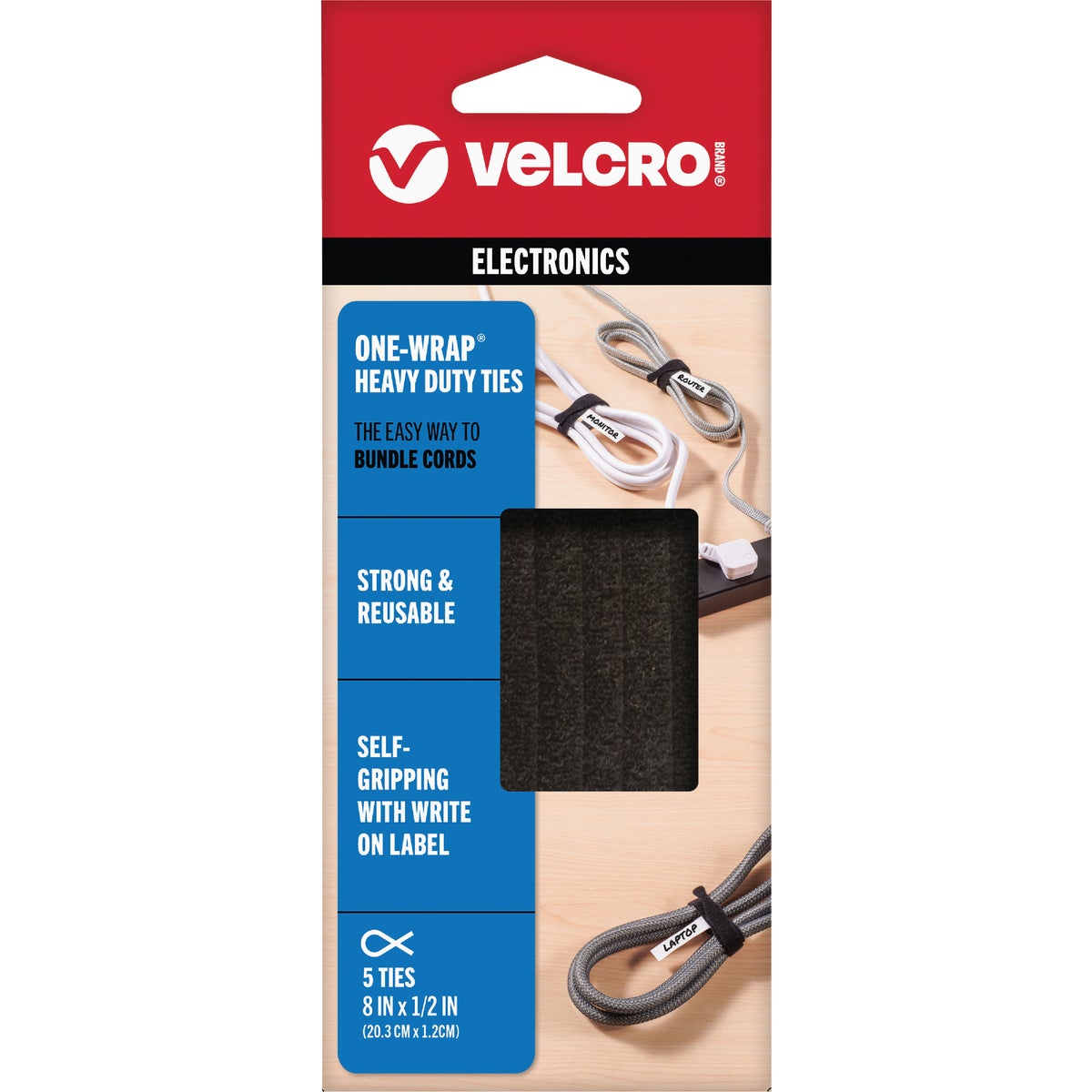 BLK WRITEON 1-WRAP STRAP - 91426 by Velcro Usa