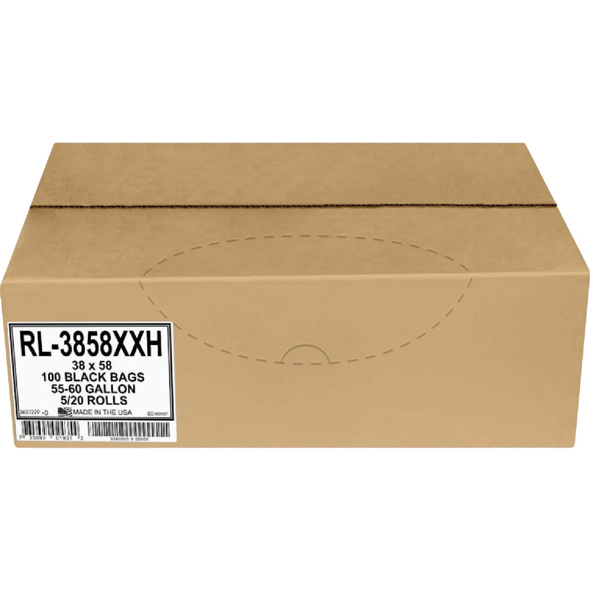 38X58 XXH BLK CAN LINER - RL-3858XXH by Aluf Plastics Incom