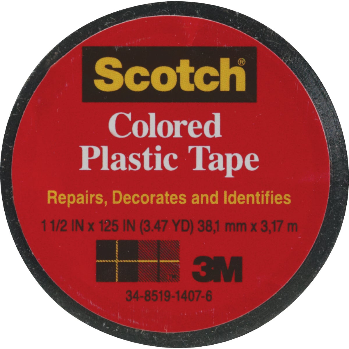 SCOTCH 1-1/2"BLK PL TAPE - 191 by 3m Co