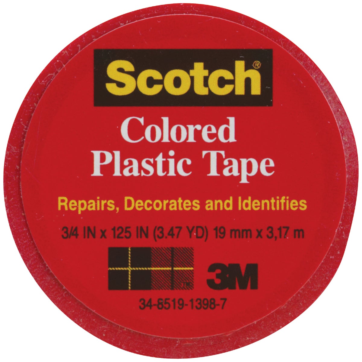 SCOTCH 3/4"RED PLST TAPE