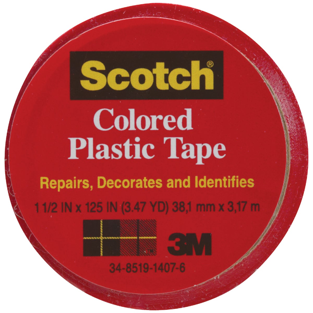 SCOTCH 1-1/2"RED PL TAPE - 191 by 3m Co