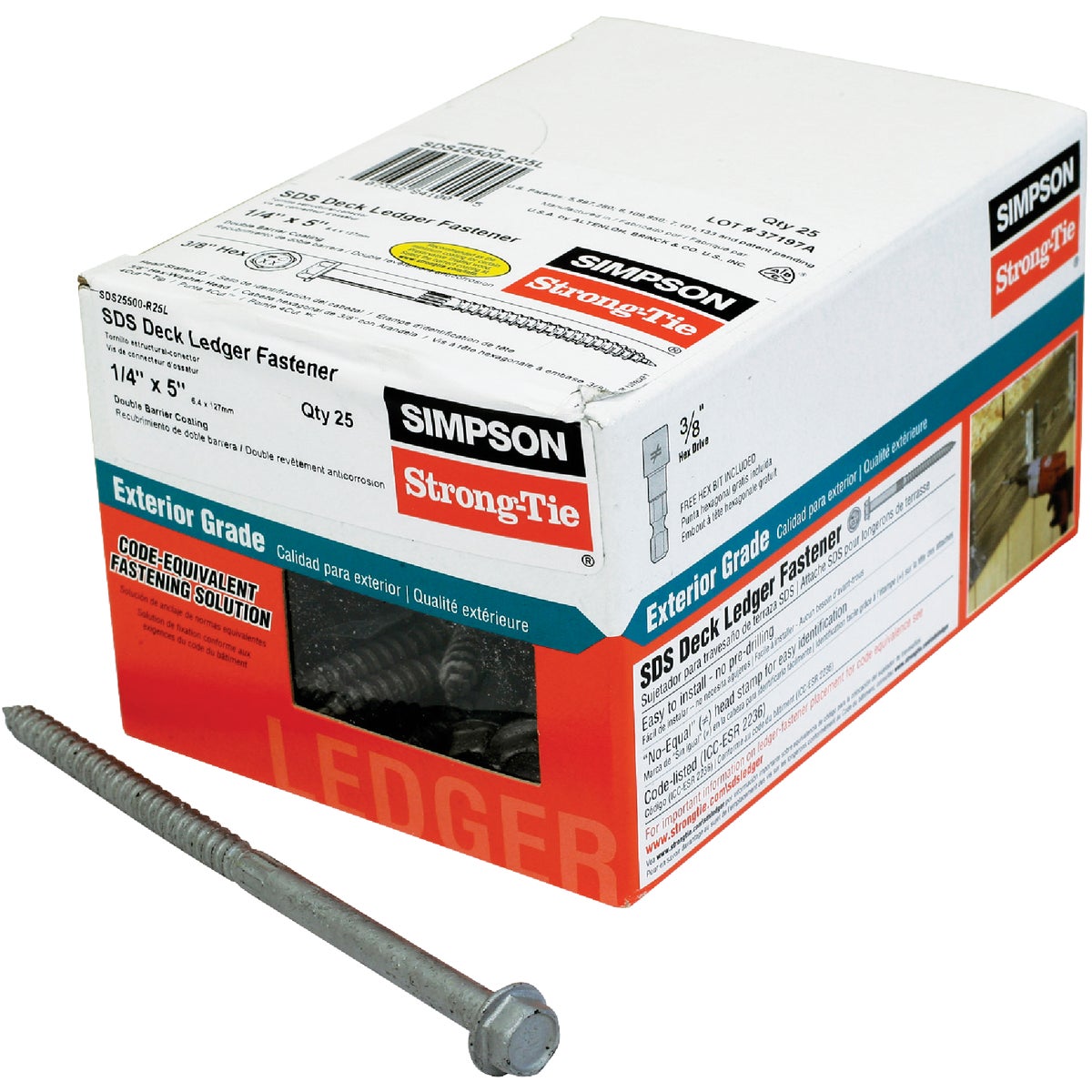 25PC 1/4X5 WOOD SCREW - SDS25500-R25L by Simpson Strong Tie