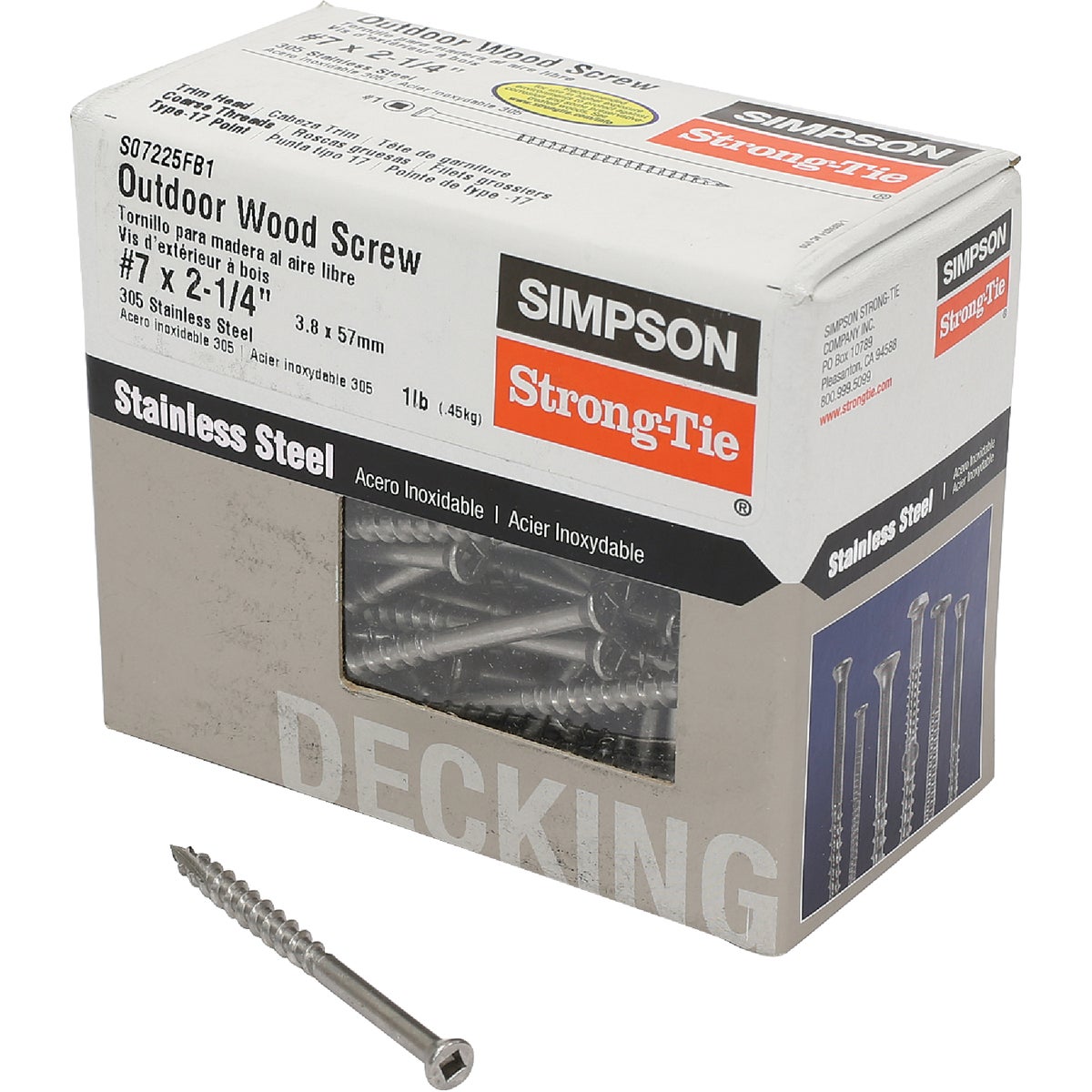 1LB 7X2-1/4 TRIM SCREW - S07225FB1 by Simpson Strong Tie
