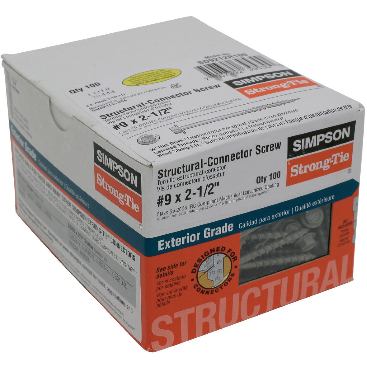 100 #9X2-1/2 WD SCREW - SD9212R100 by Simpson Strong Tie