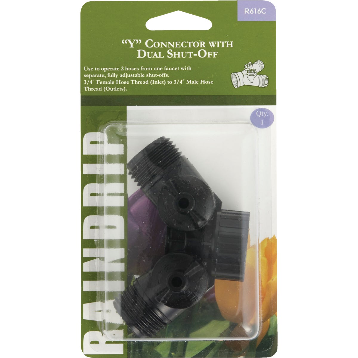 DUAL SHUTOFF Y CONNECTOR - R616CT by Raindrip Inc