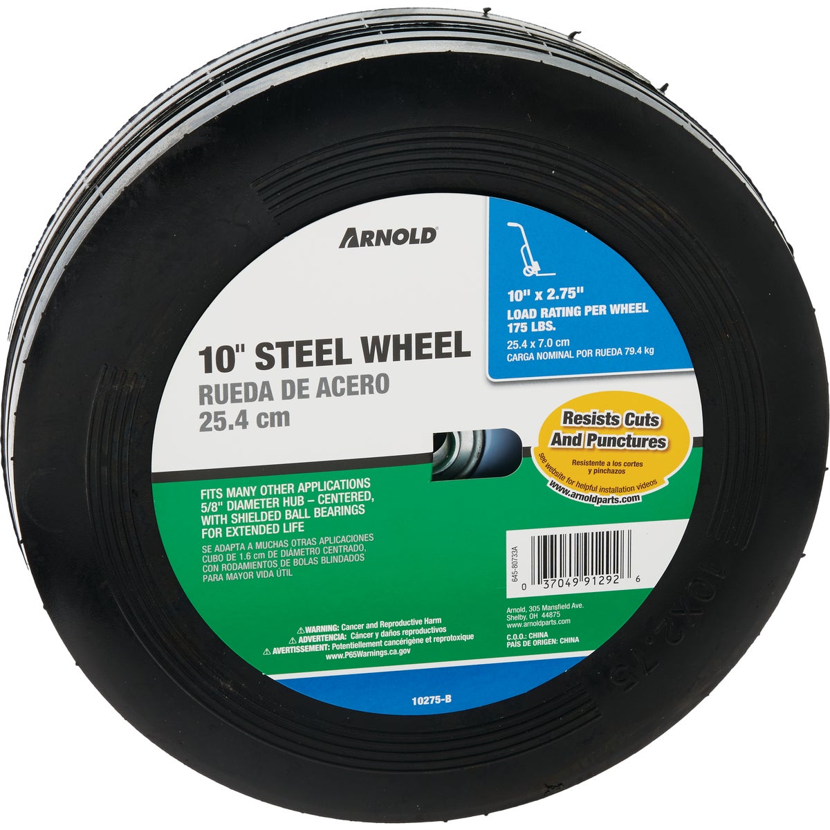 10X1.75 CNTR STEEL WHEEL - 490-323-0001 by Arnold Corp