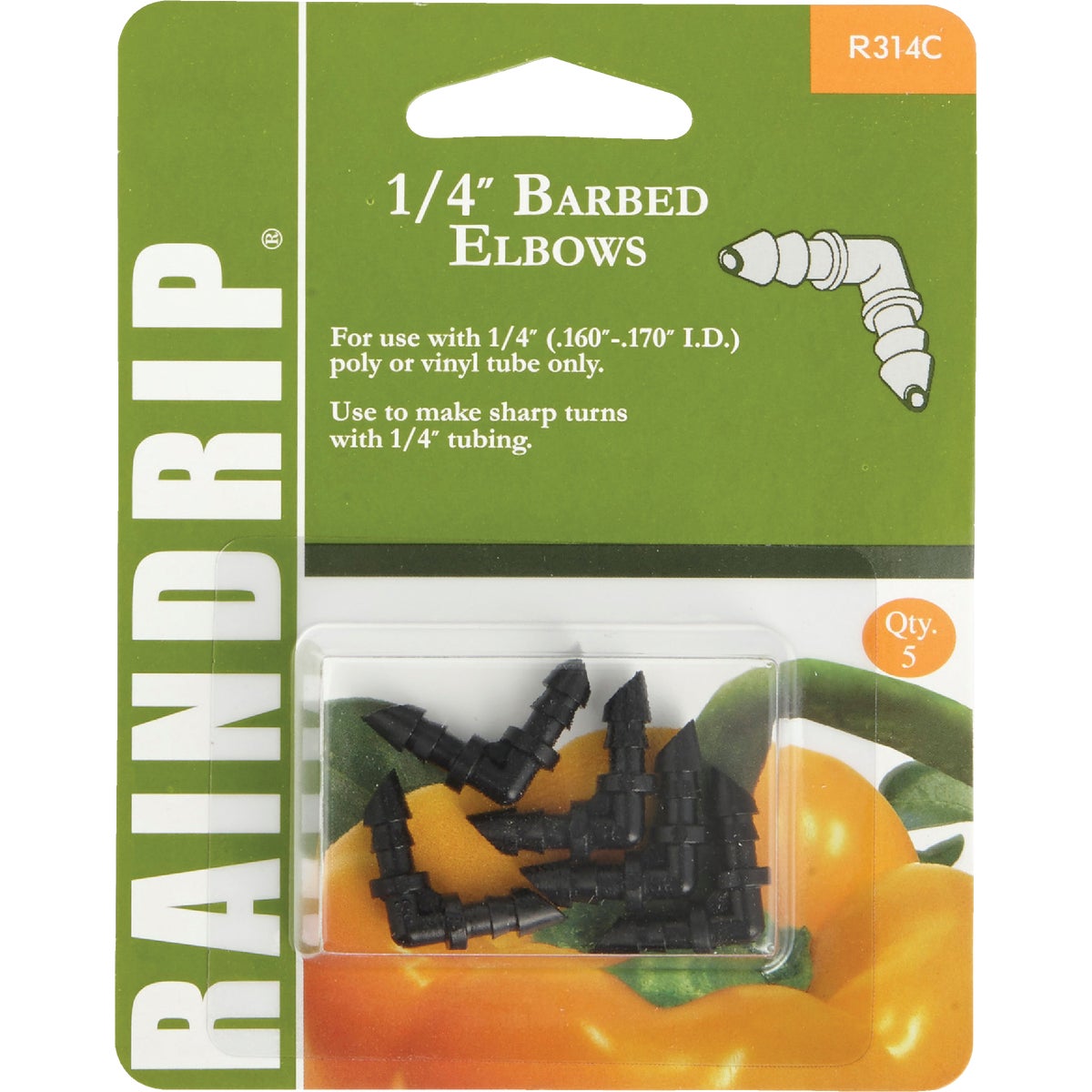 1/4" DOUBLE BARBED ELBOW - R314CT by Raindrip Inc