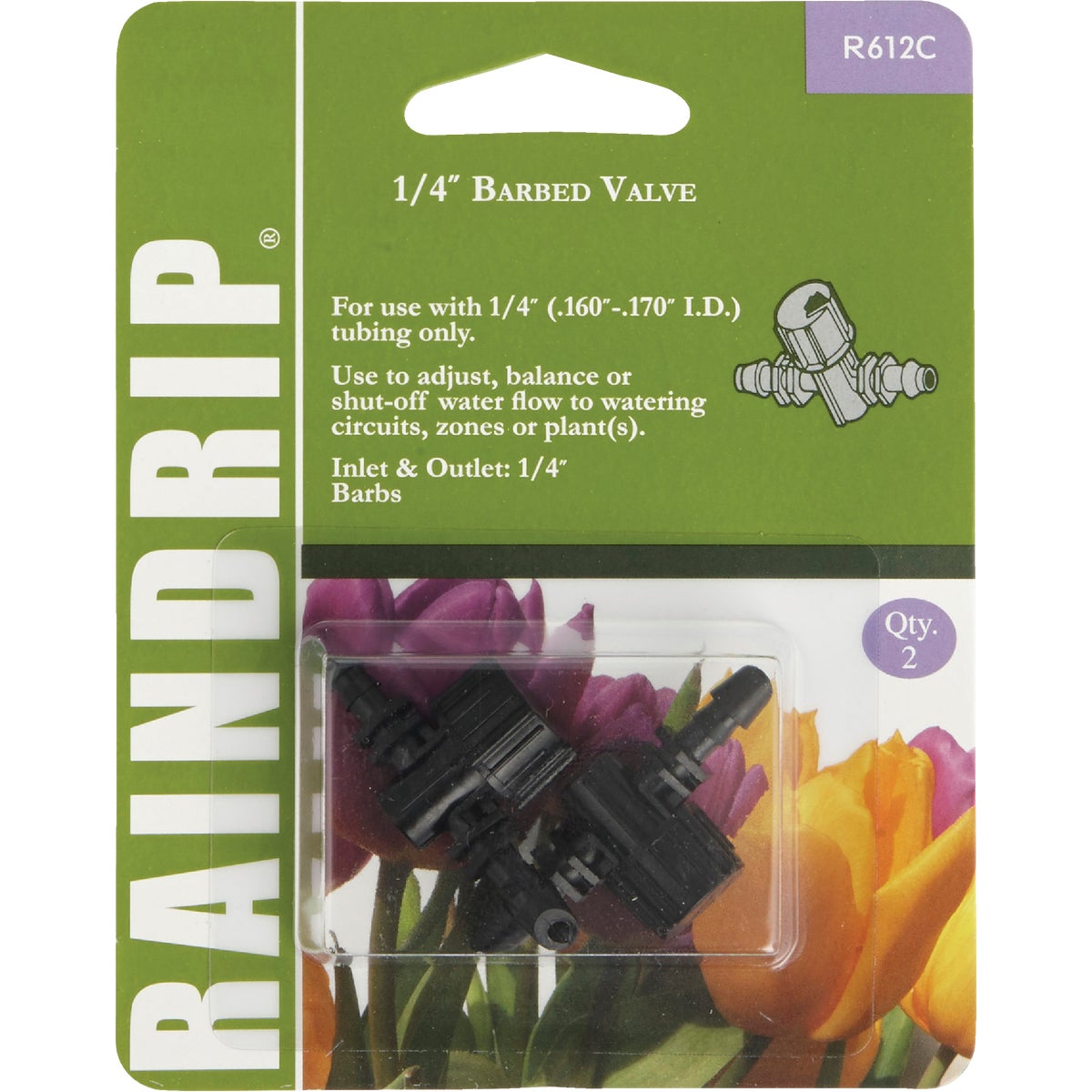 1/4"DOUBLE BARBED VALVES - R612CT by Raindrip Inc