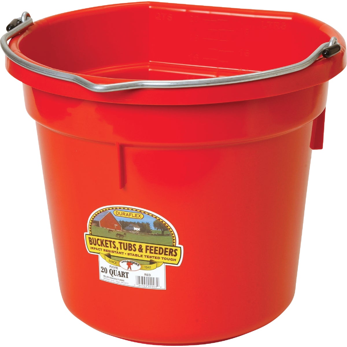 20QT FLAT BACK BUCKET - P20FBRED by Miller Manufacturing