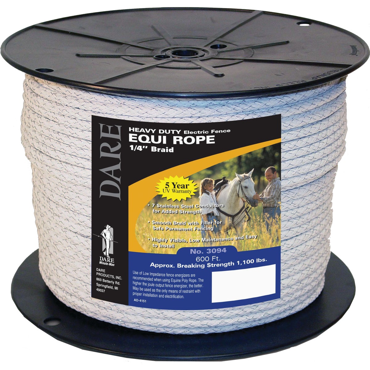 6MMX600' EQUINE POLYROPE - 3094 by Dare Products Inc