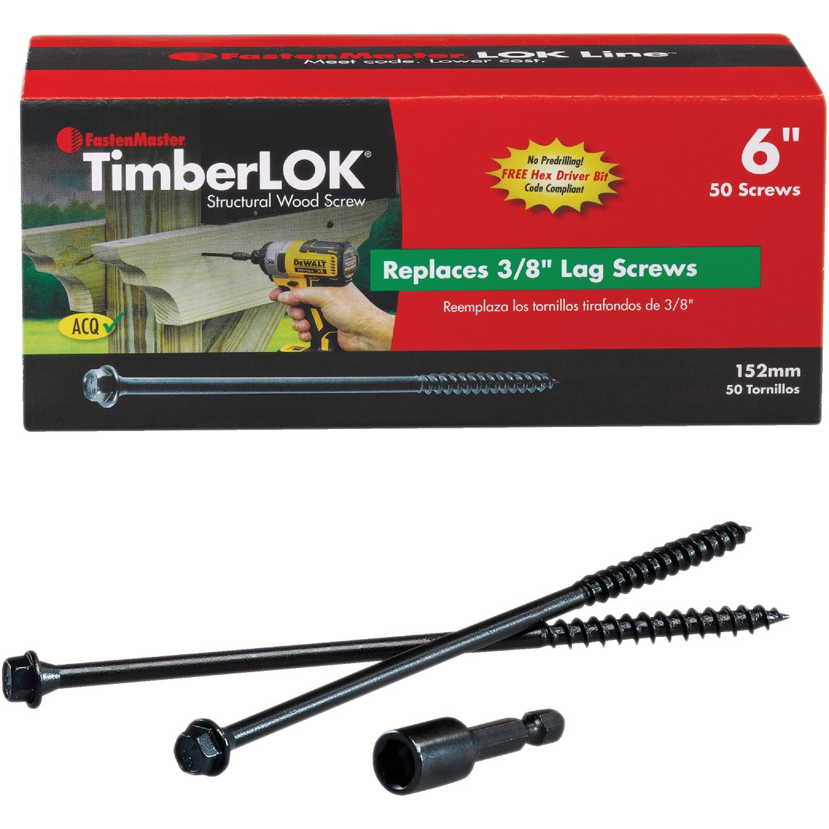 50PC 6" TIMBERLOK SCREW - FMTLOK06-50 by Fastenmaster Omg