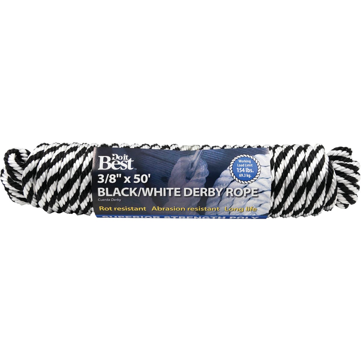 3/8X50 BLK/WH DERBY ROPE - 759878 by Do it Best