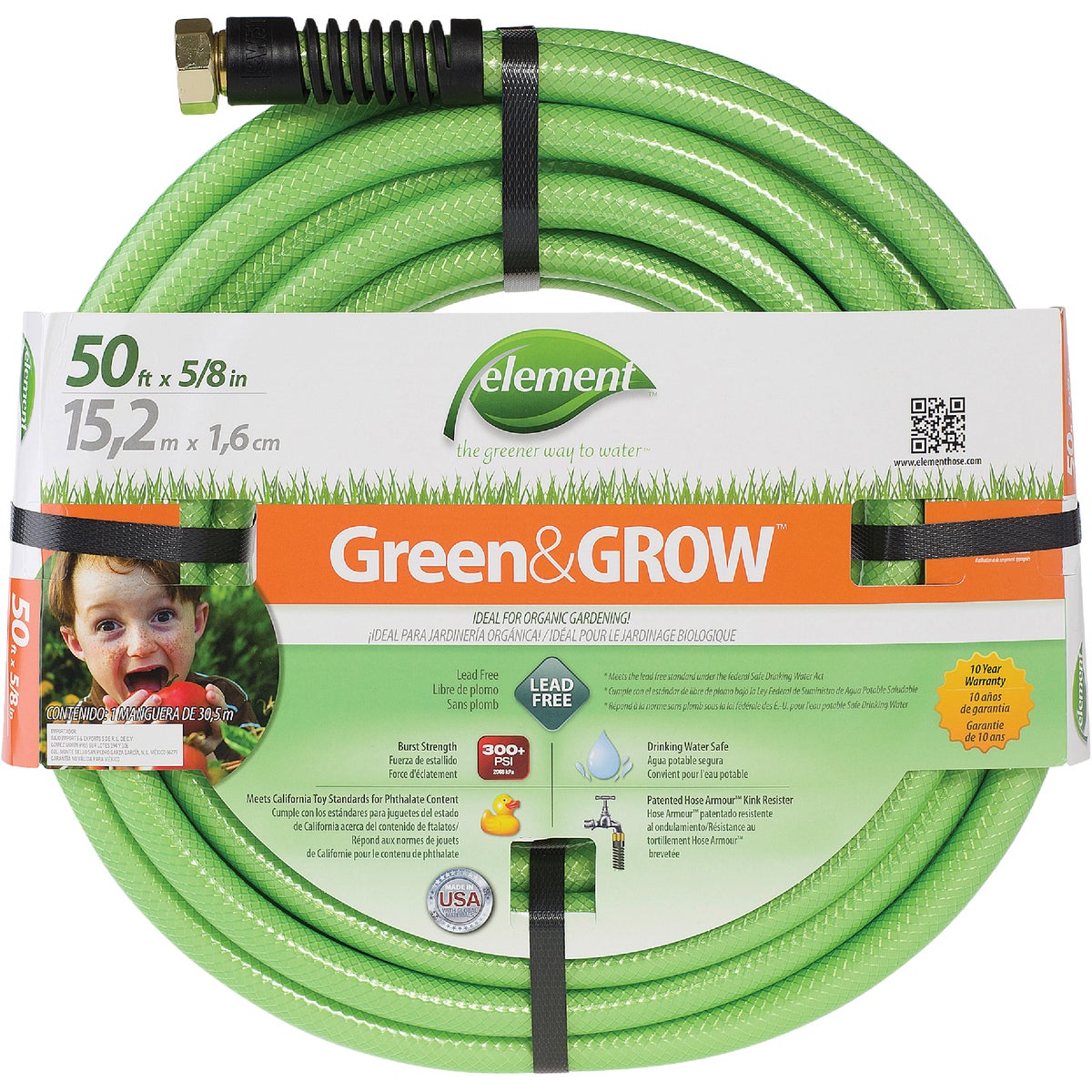 5/8"X50' GREEN GROW HOSE - ELGG58050 by Colorite  Swan