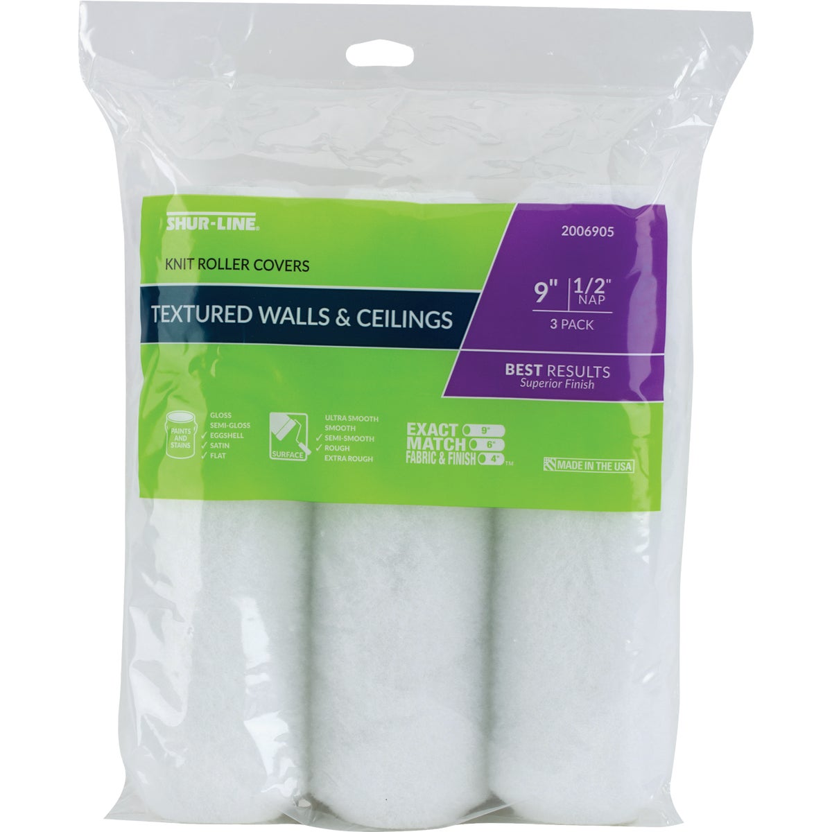 3PK 1/2X9 ROLLER COVER - 55507 by Shur Line