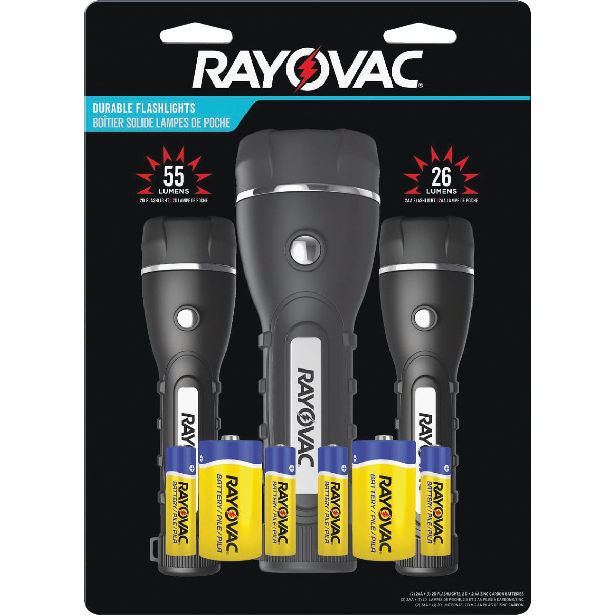 3PK RBR LED FLASHLIGHT - BRSLED3PK-BTPA by Ray O Vac