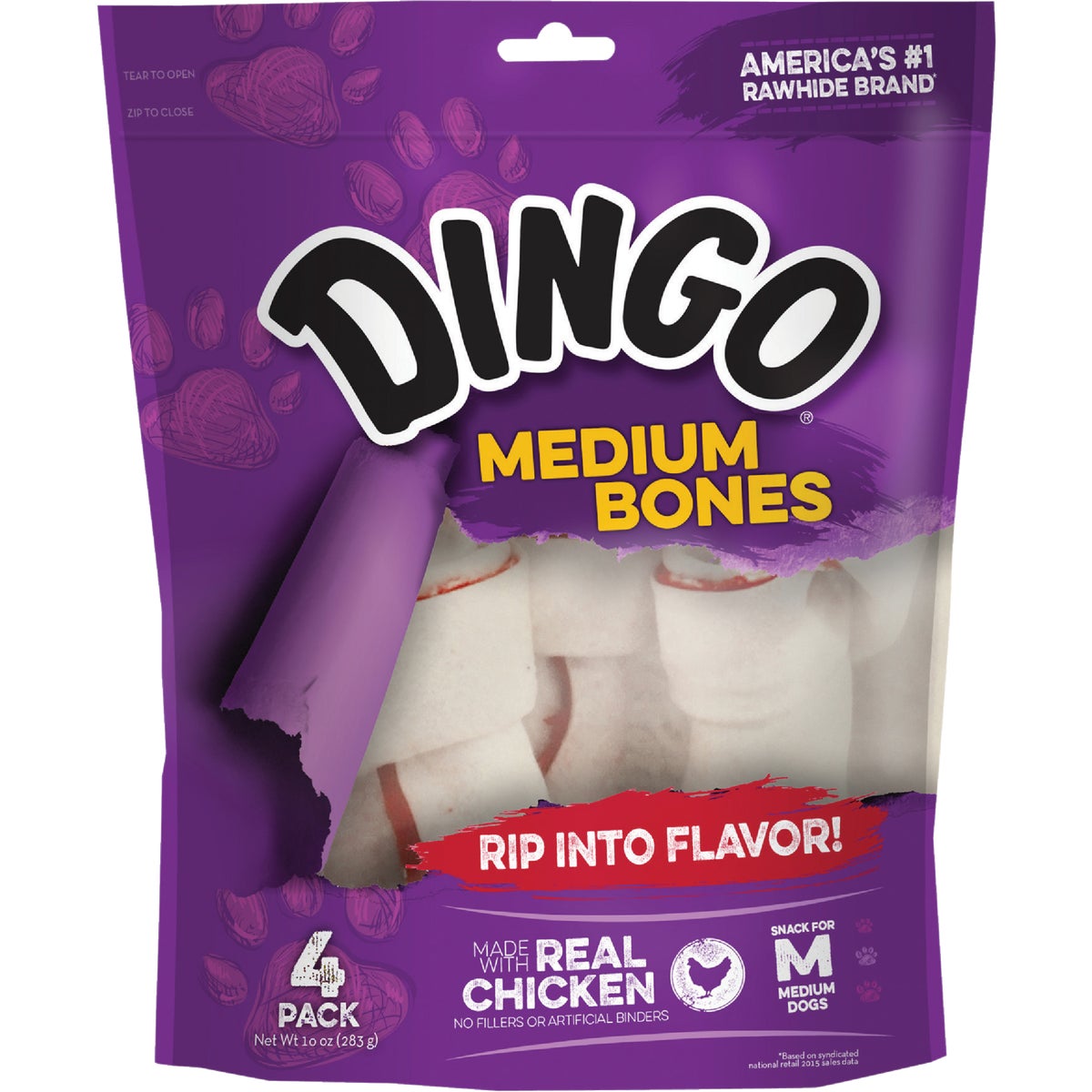 4 PK DINGO MEDIUM BONES - P-95007 by United Pet Group