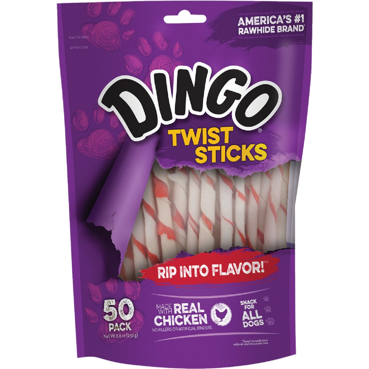 50 PK DINGO TWIST STICKS - P-45022 by United Pet Group