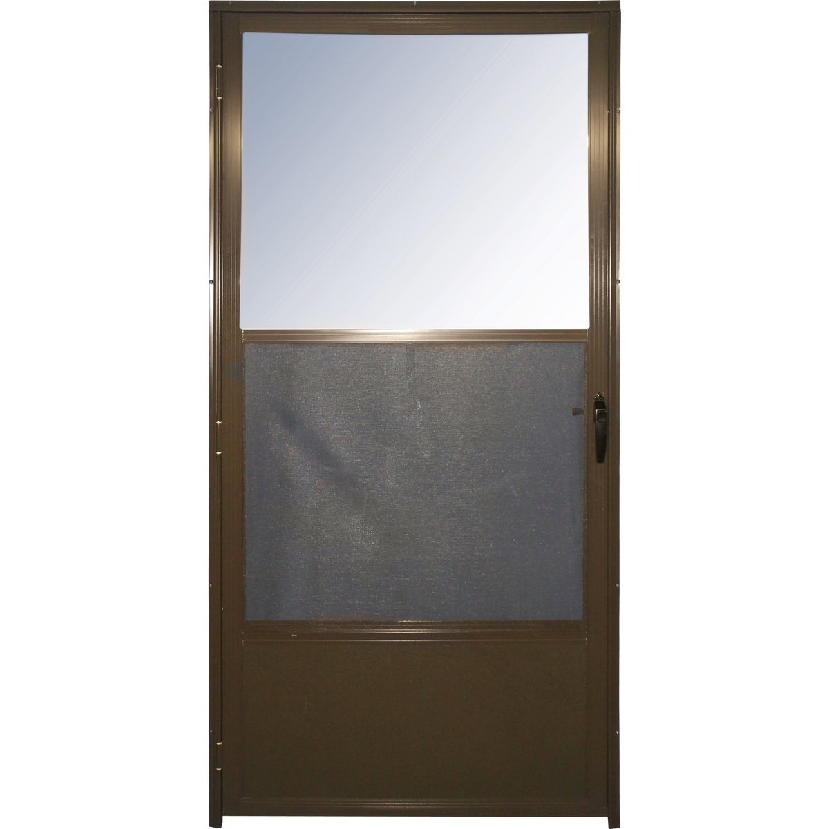 Croft Imperial Style 32 In. W x 80 In. H x 1 In. Thick Bronze Self-Storing Aluminum Storm Door