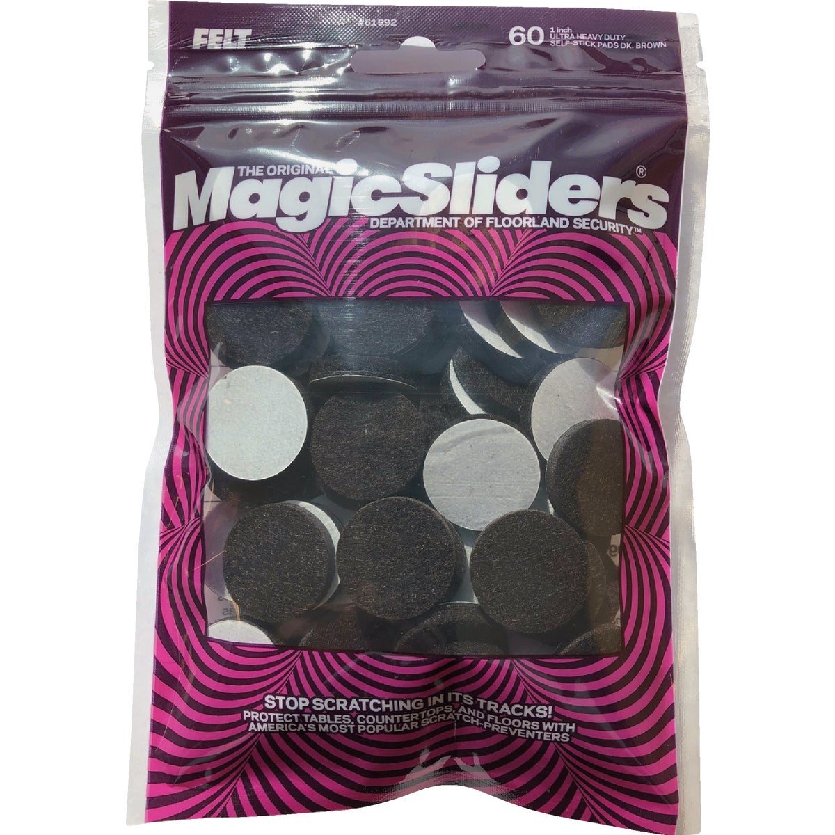 Magic Sliders 1 In. Dark Brown Felt Pads (60-Count)