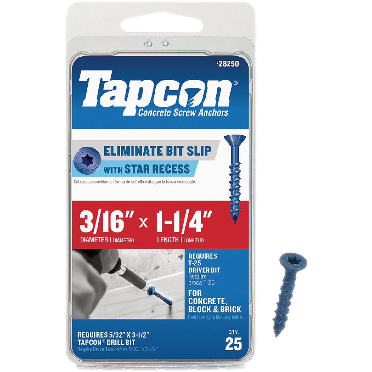 25CT 3/16X1.25" SCR ANCR