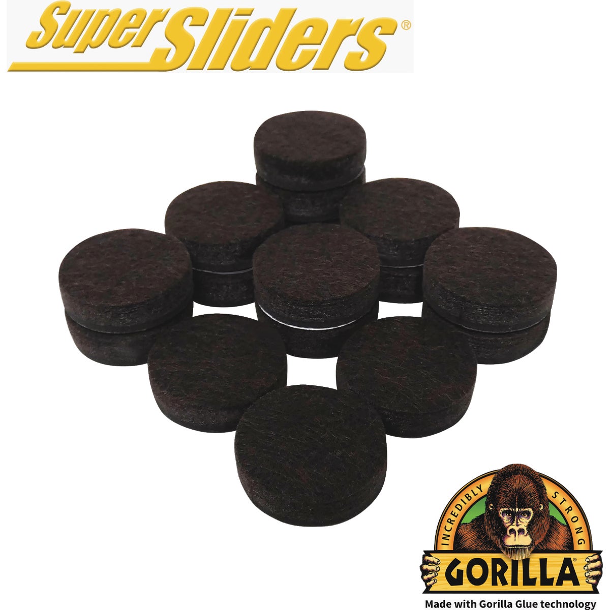 Gorilla Super Sliders 1 In. Brown Felt Pad (16-Piece)