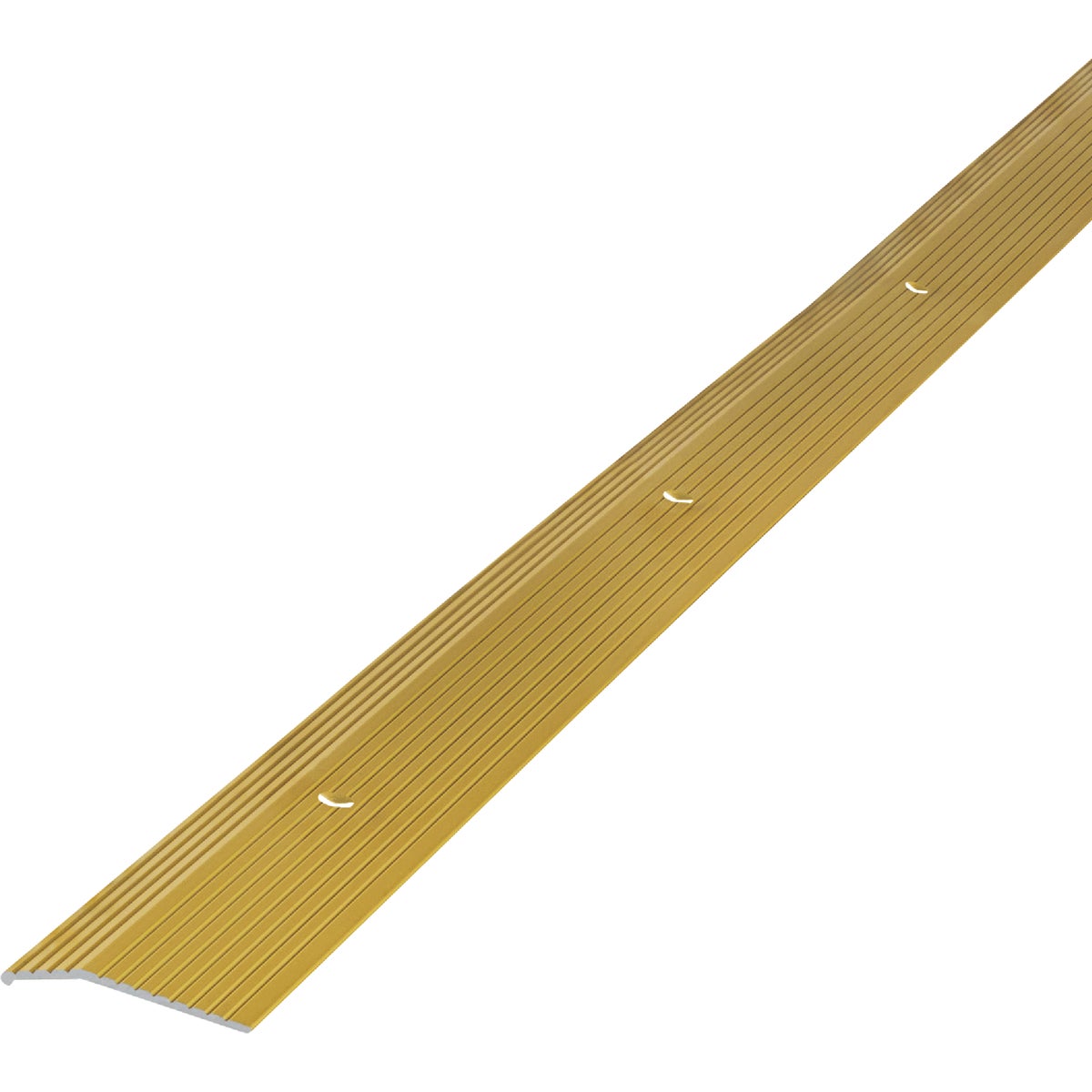 M-D Satin Brass Fluted 1-3/8 In. x 3 Ft. Aluminum Carpet Trim Bar, Wide
