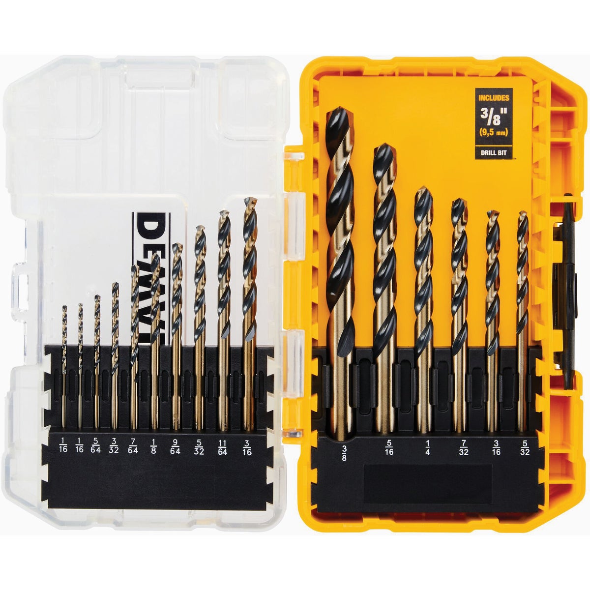 DEWALT 16-Piece Black Oxide Drill Bit Set, 1/16 In. thru 3/8 In.