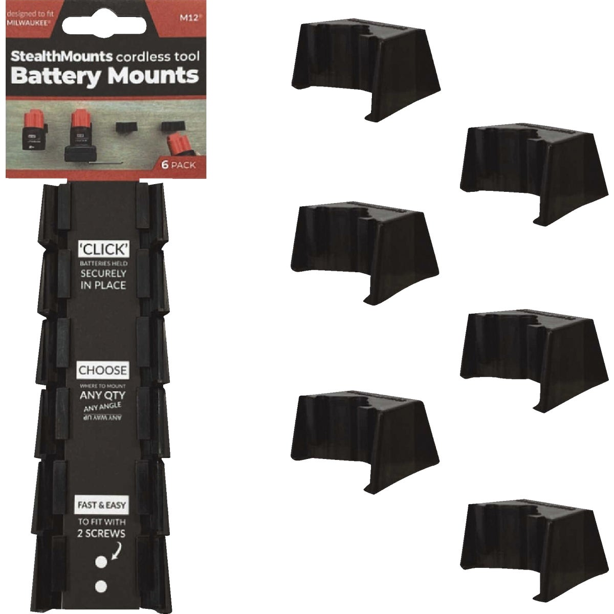 StealthMounts Milwaukee M12 Tool Battery Mounts (6-Pack)