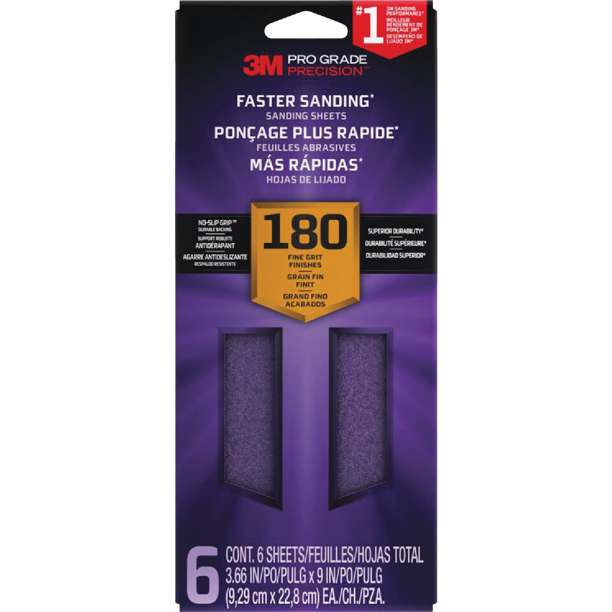 3M SandBlaster 3-2/3 In. x 9 In. Advanced Sanding Sheets with No-Slip Grip, 220 Grit (6-Pack)