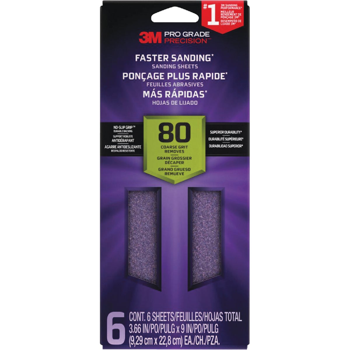 3M SandBlaster 3-2/3 In. x 9 In. Advanced Sanding Sheets with No-Slip Grip, 60 Grit (6-Pack)