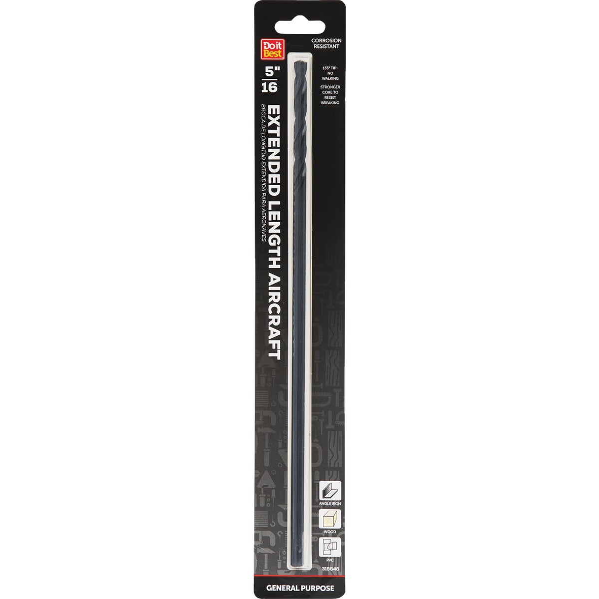 Do it 5/16 In. x 12 In. Black Oxide Extended Length Drill Bit