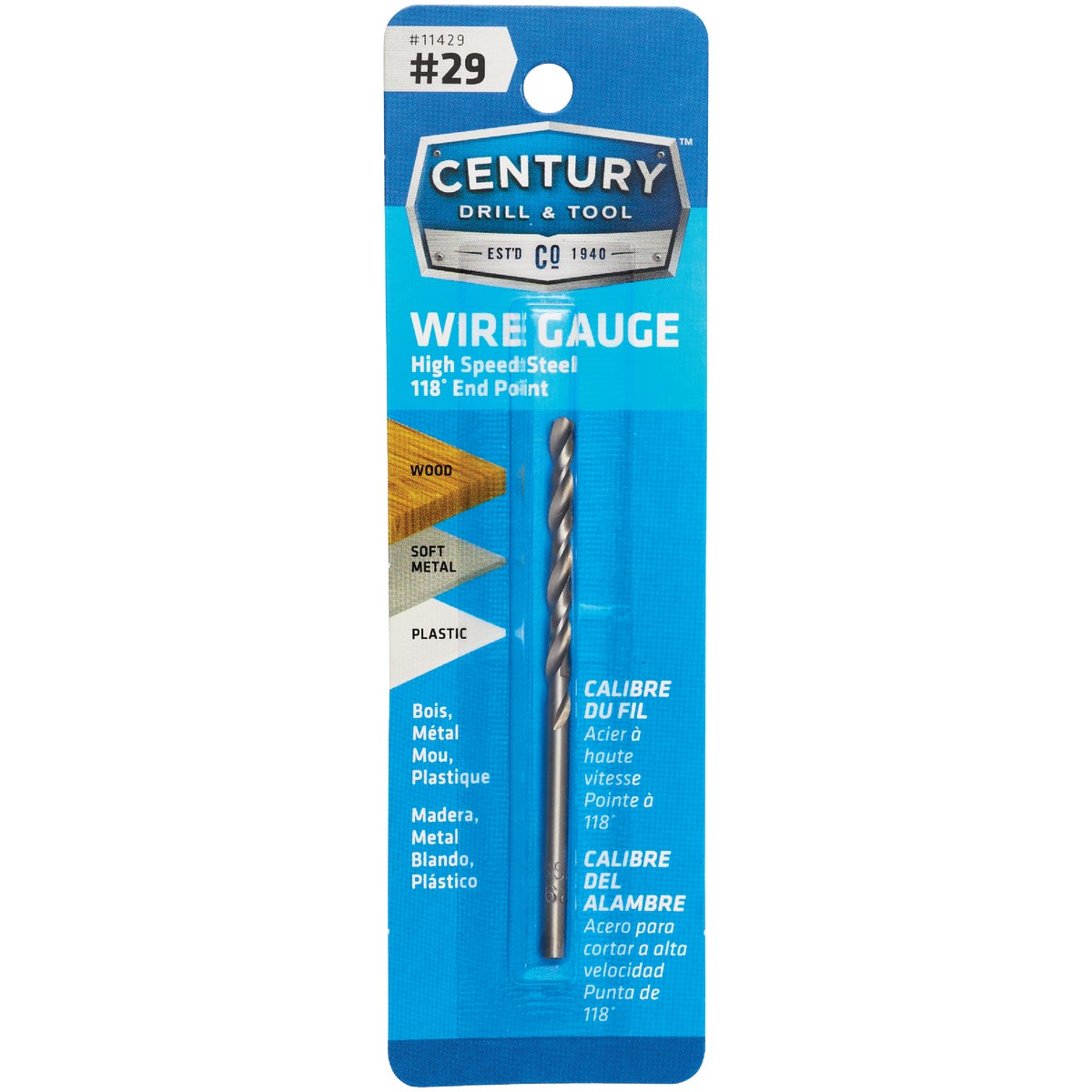 Century Drill & Tool Number 29 HSS Brite Drill Bit