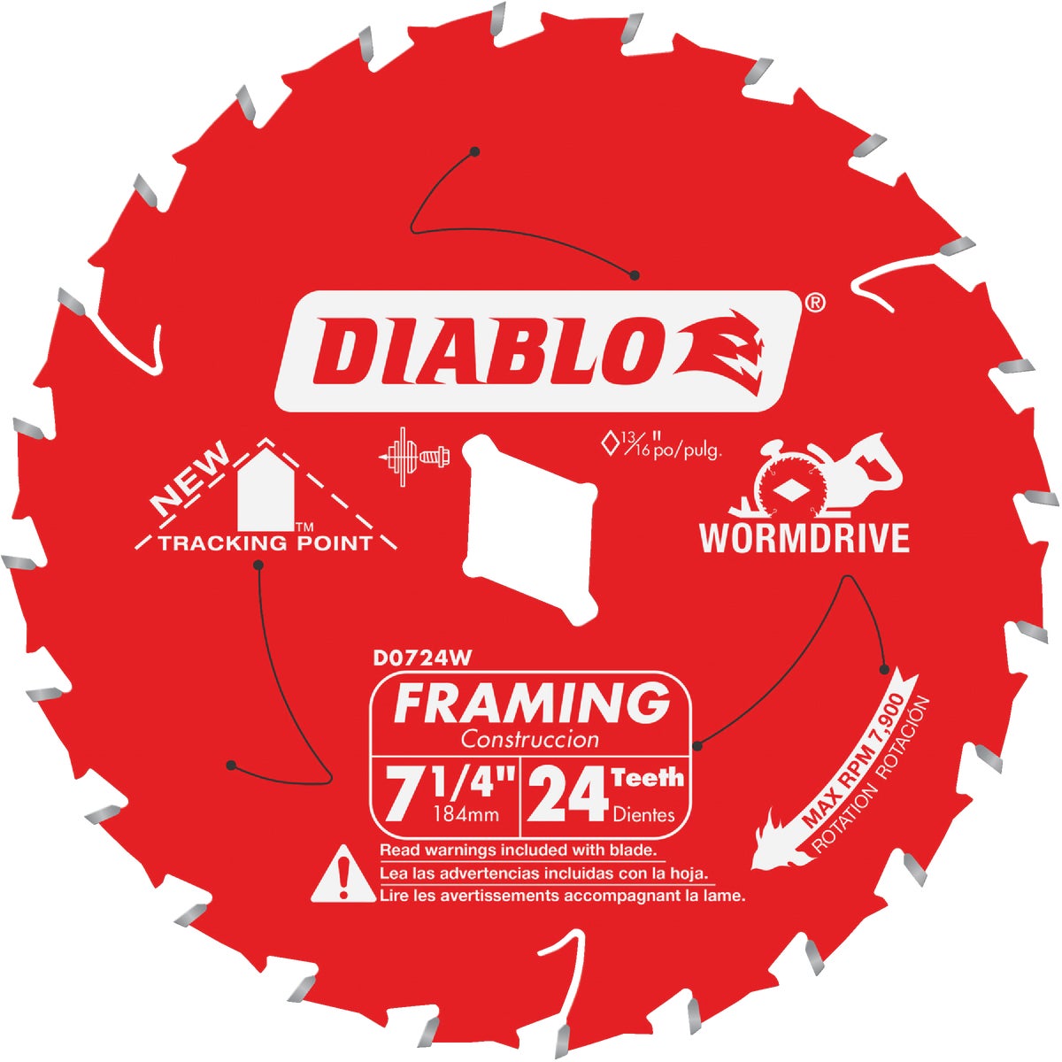 Diablo 7-1/4 In. 24-Tooth Framing Worm Drive Circular Saw Blade, Bulk