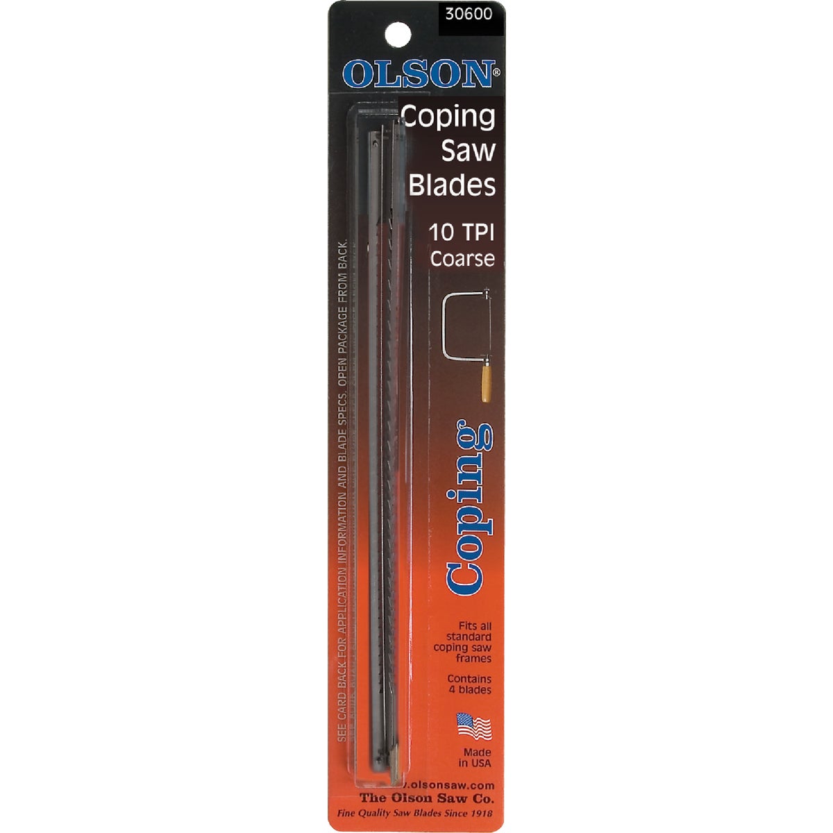 Olson 6-1/2 In. 10 TPI Coping Saw Blade (4-Pack)