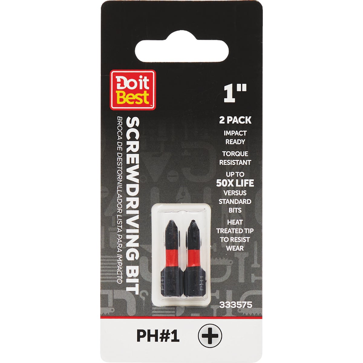 Do it Best 1 In. Phillips #1 Impact Ready Screwdriver Bit (2-Pack)
