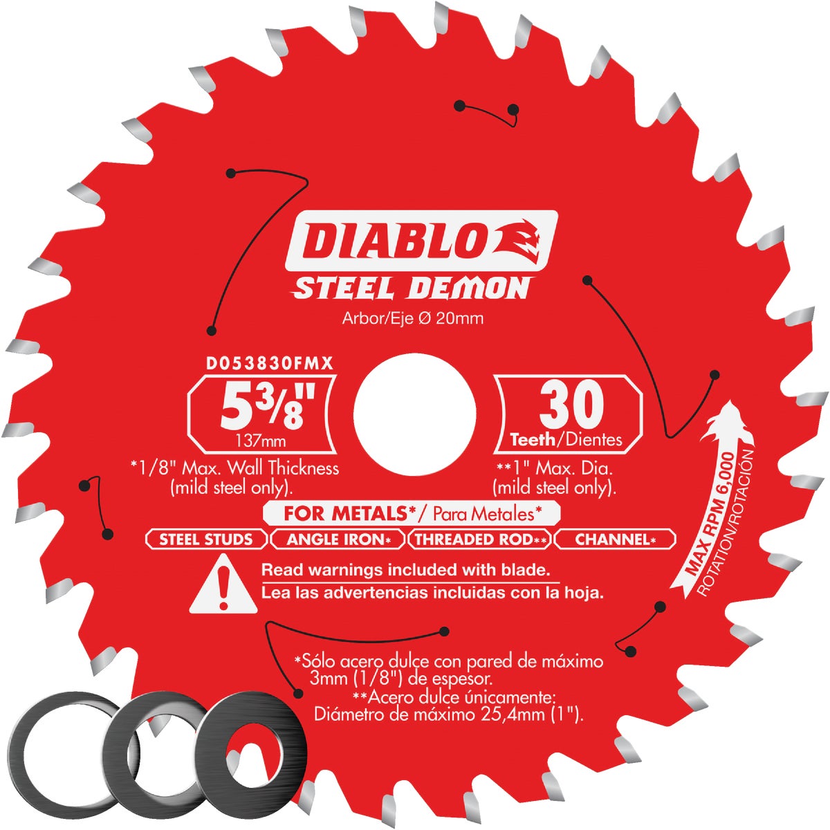 Diablo Steel Demon 5-3/8 In. 30-Tooth Ferrous Metals Circular Saw Blade, 10 mm Arbor