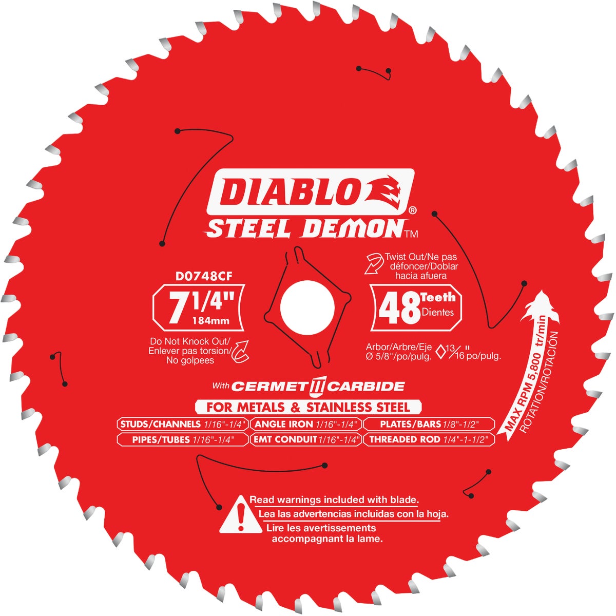 Diablo Steel Demon 7-1/4 In. 48-Tooth Cermet II Carbide Metals & Stainless Steel Circular Saw Blade, Bulk