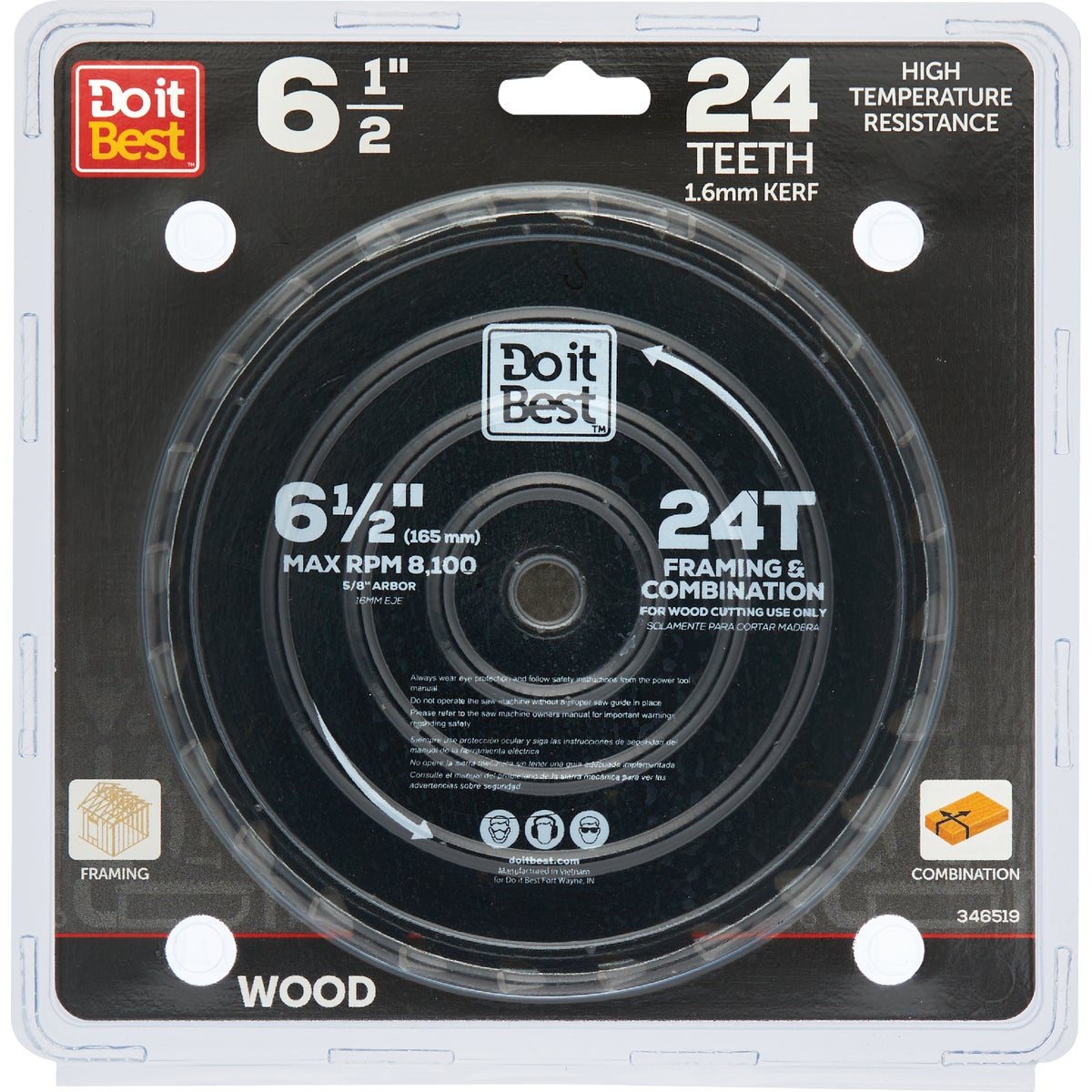 Do it Best 6-1/2 In. 20-Tooth Framing & Ripping Circular Saw Blade