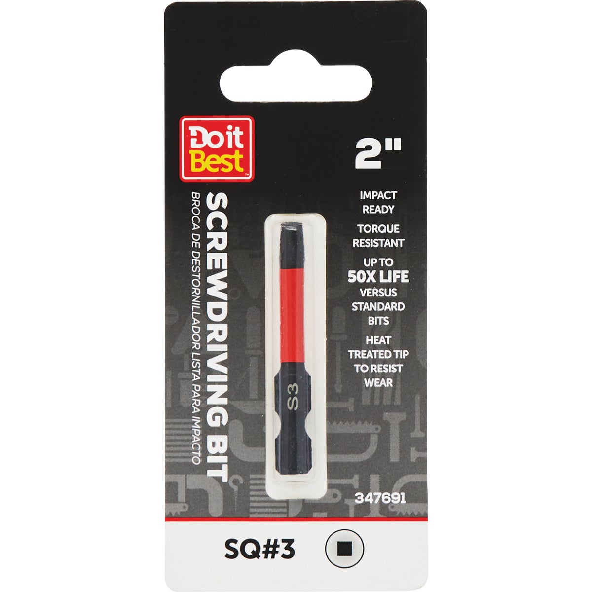 Do it Best 2 In. Square #3 Impact Ready Screwdriver Bit