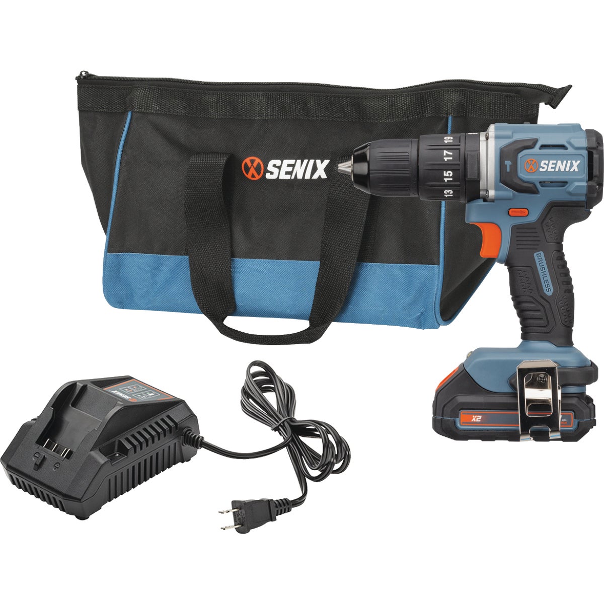 Senix X2 20 Volt Max Brushless 1/2 In. Cordless Hammer Drill Kit with 2.0 Ah Battery & Charger
