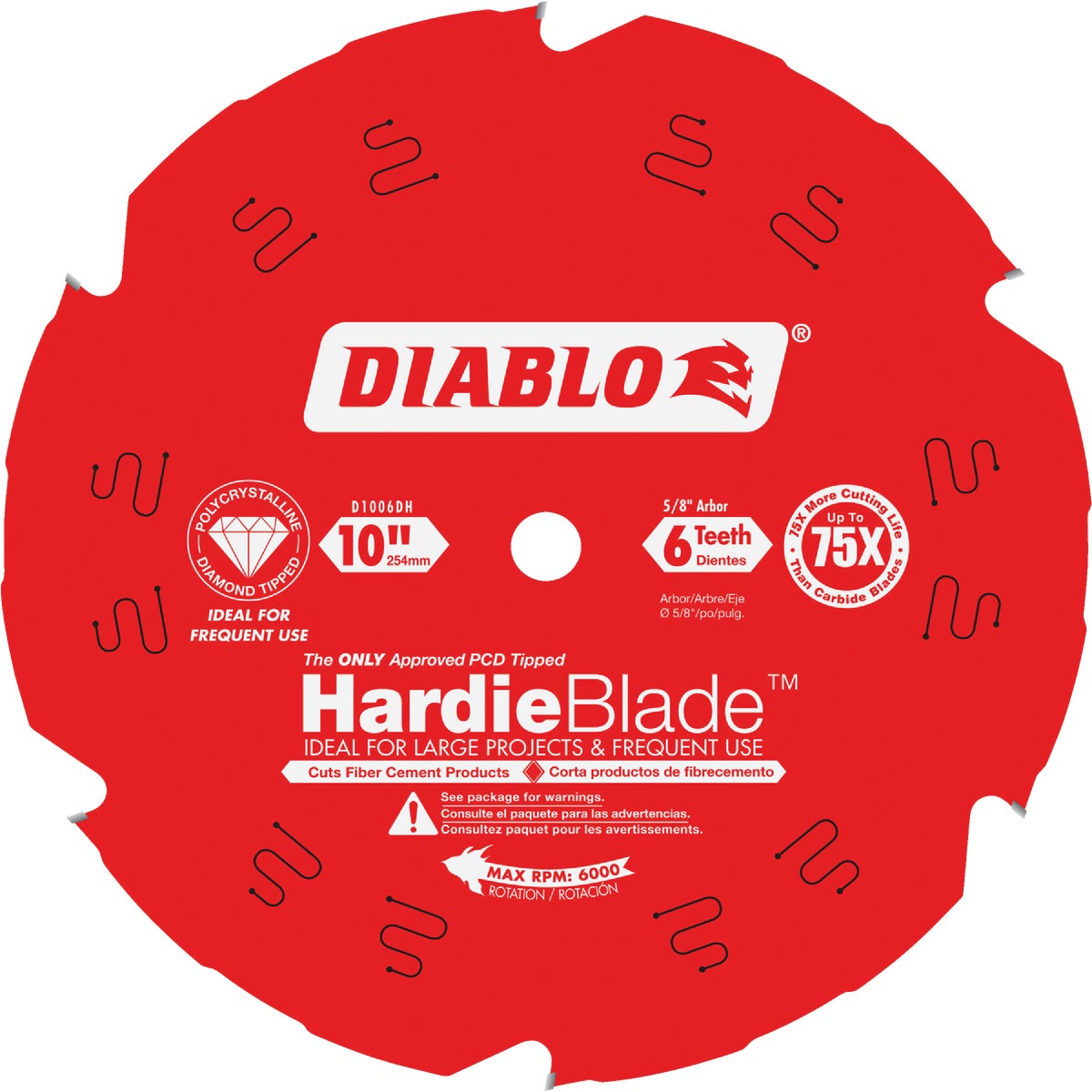 Diablo HardieBlade 10 In. 6-Tooth PCD (Polycrystalline Diamond) Fiber Cement Circular Saw Blade