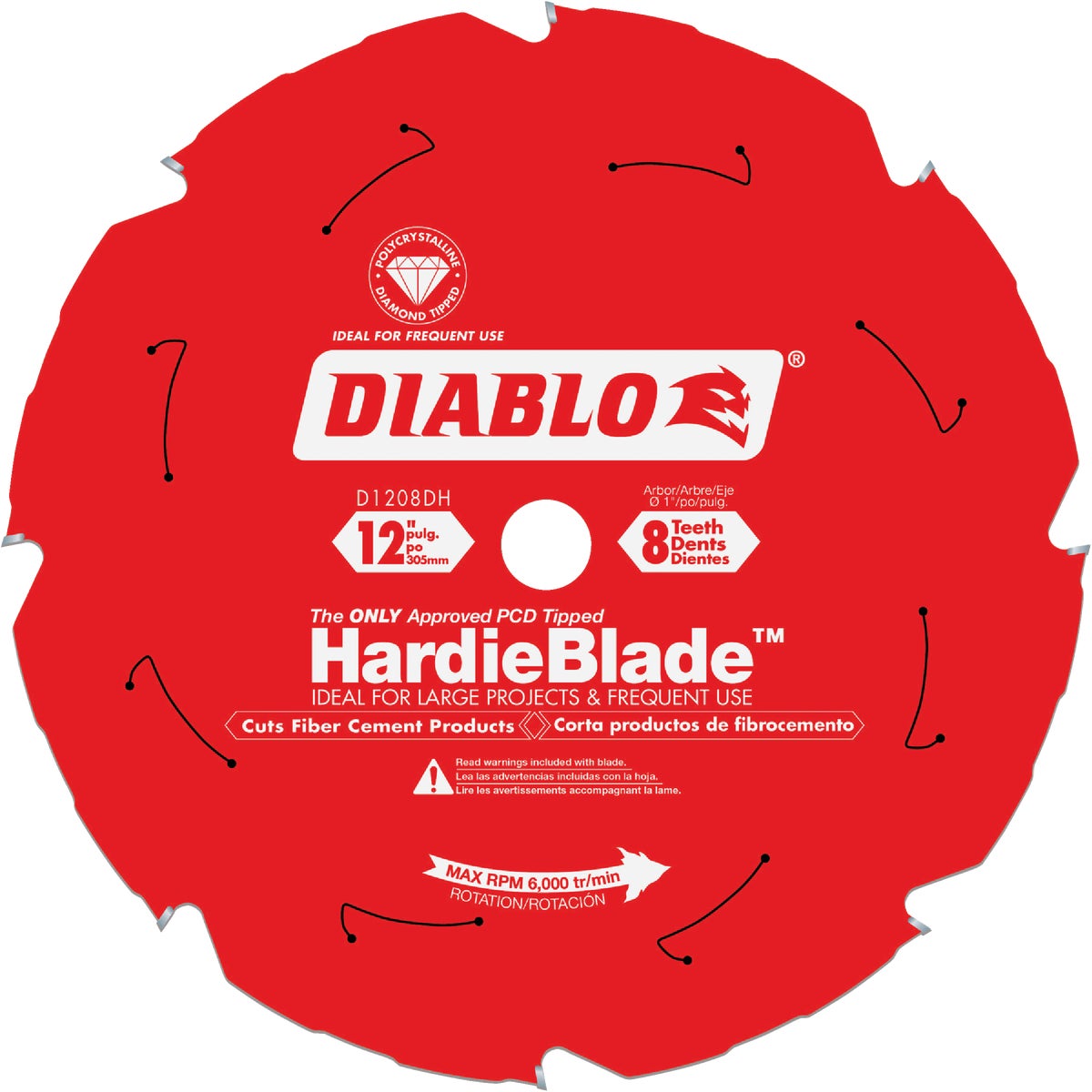 Diablo HardieBlade 12 In. 8-Tooth PCD (Polycrystalline Diamond) Fiber Cement Circular Saw Blade