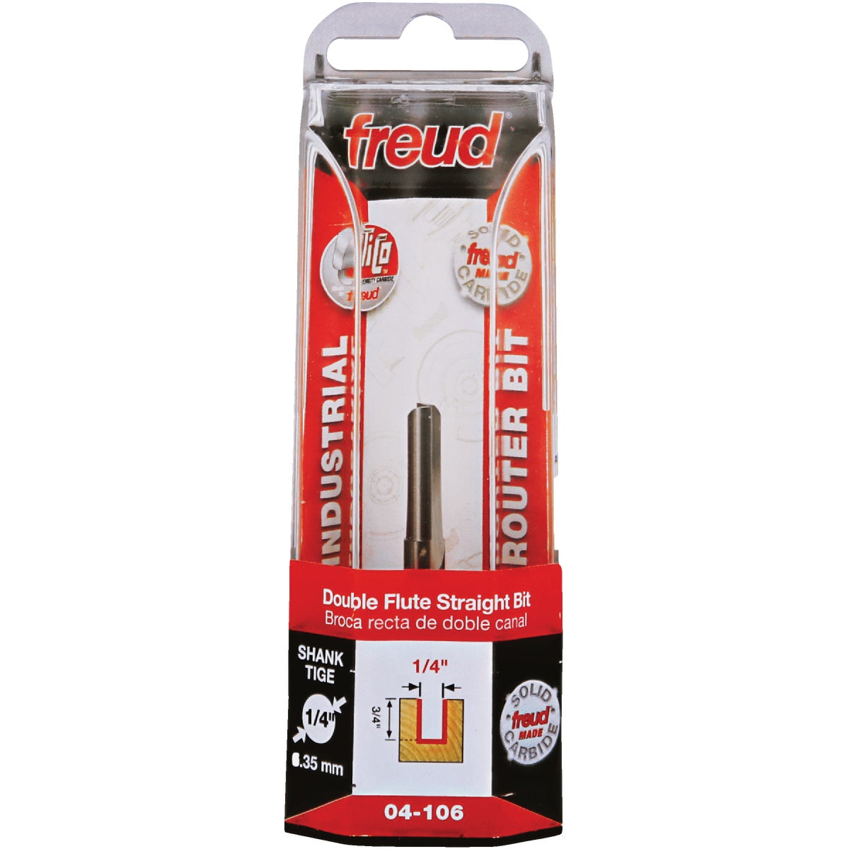 Freud Carbide Tip 1/4 In. Double Flute Straight Bit